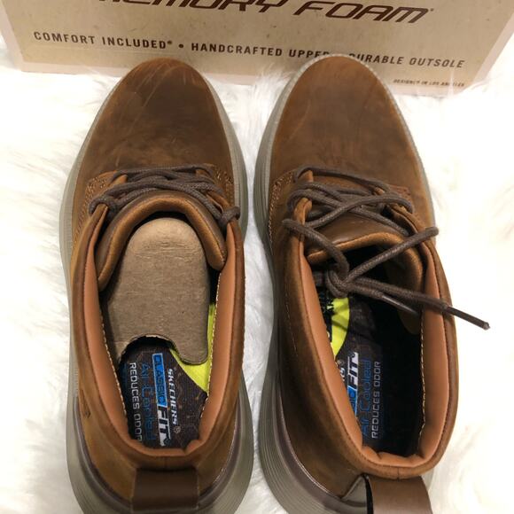 Sketchers Garza-Fontaine Mens Boots Sz 8 Dark Brown Leather Lace‎ Up Relaxed Fit - Picture 5 of 9